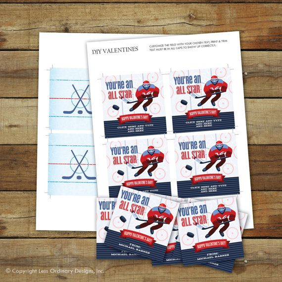 Printable Hockey Valentines Cards
