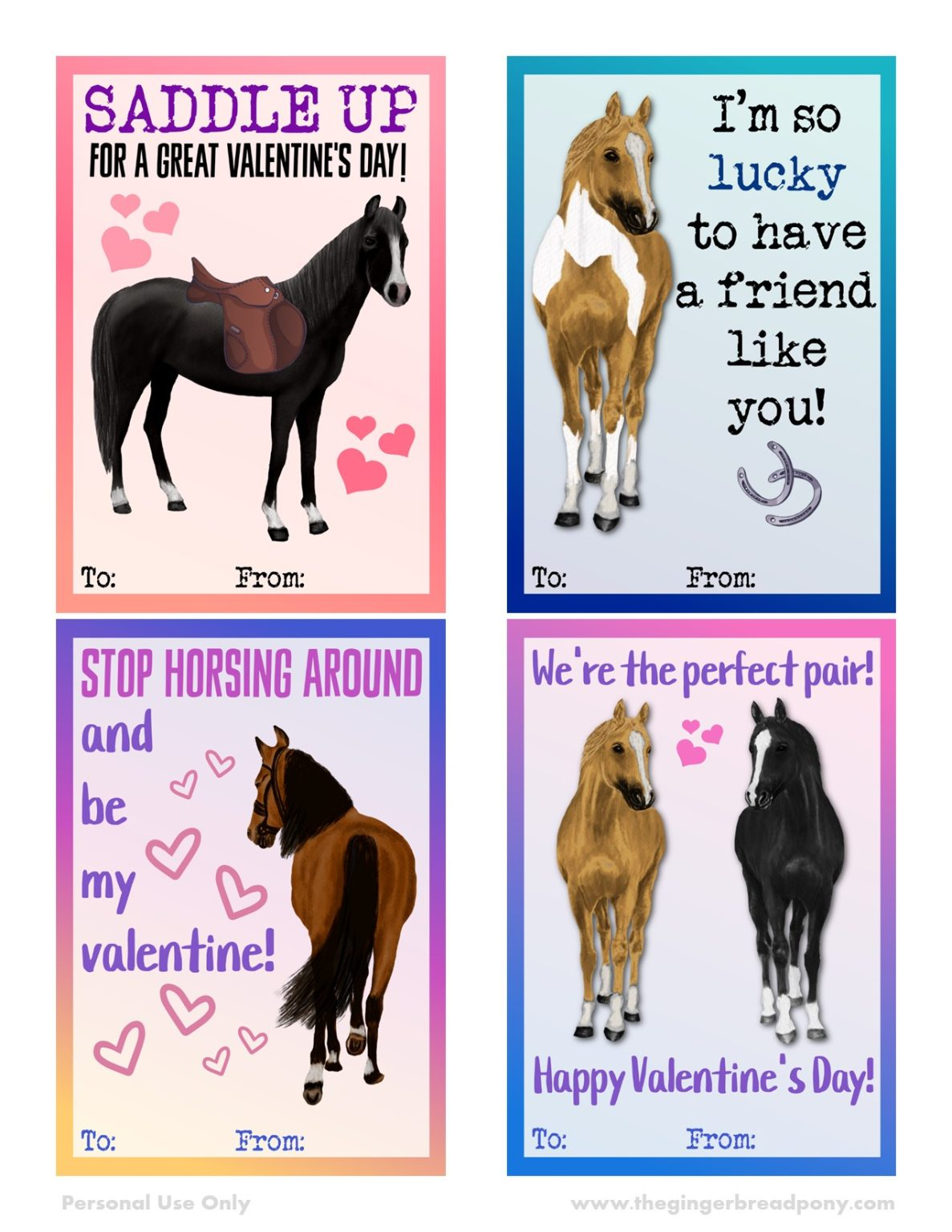 Free Printable Horse Valentine Cards