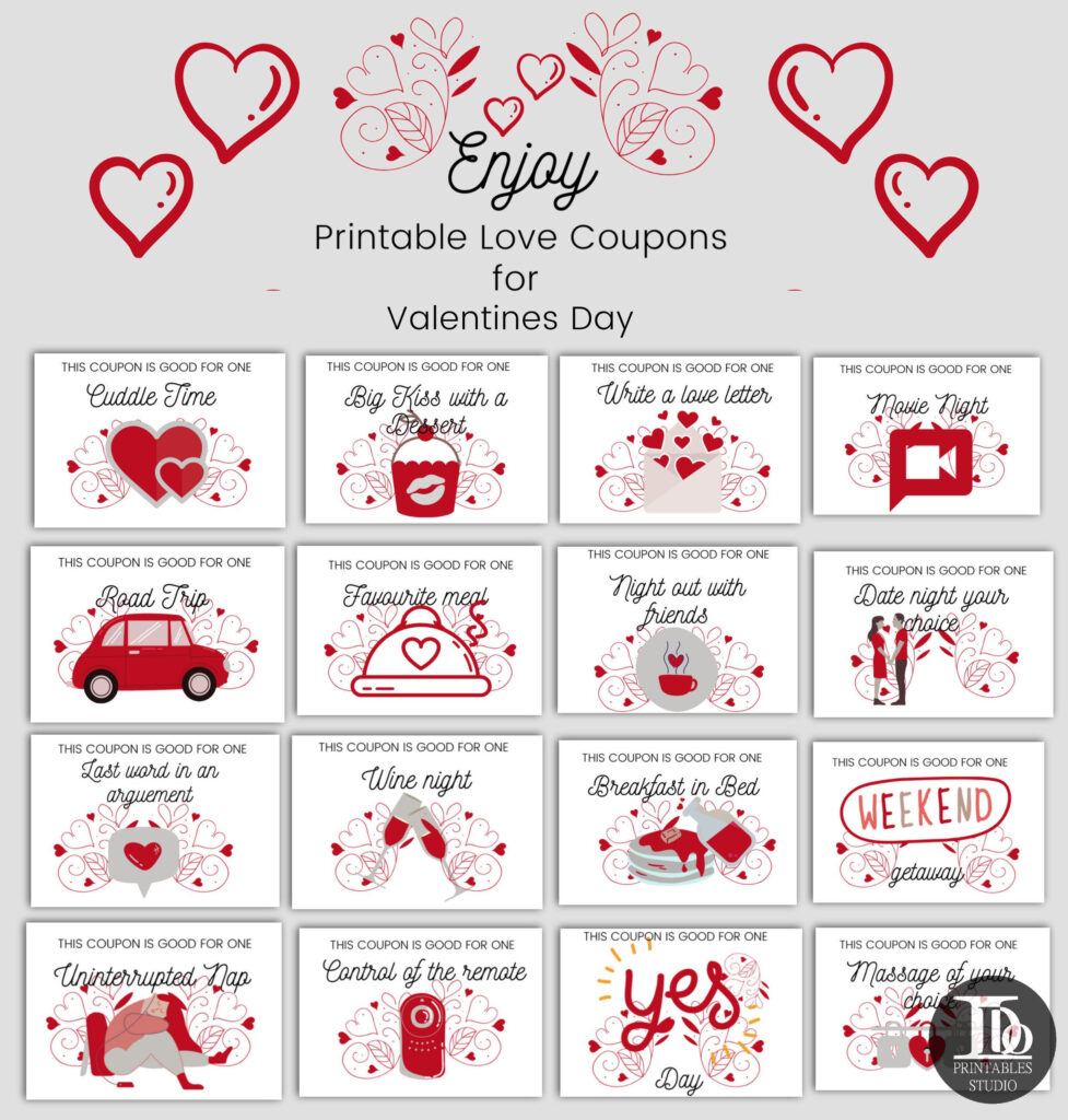 Printable Valentine Coupons For Him