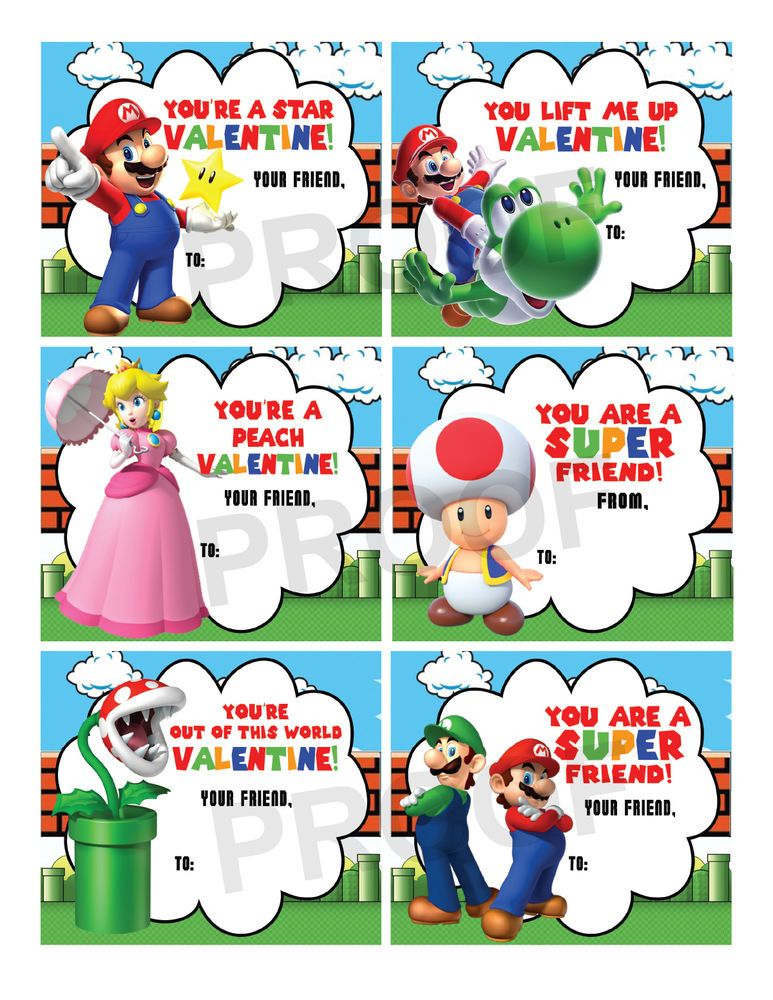 Free Printable Super Mario Valentines