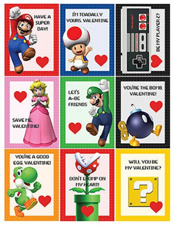 Free Printable Super Mario Valentines