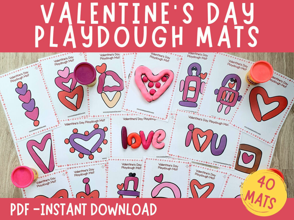Free Printable Valentine's Day Playdough Mats
