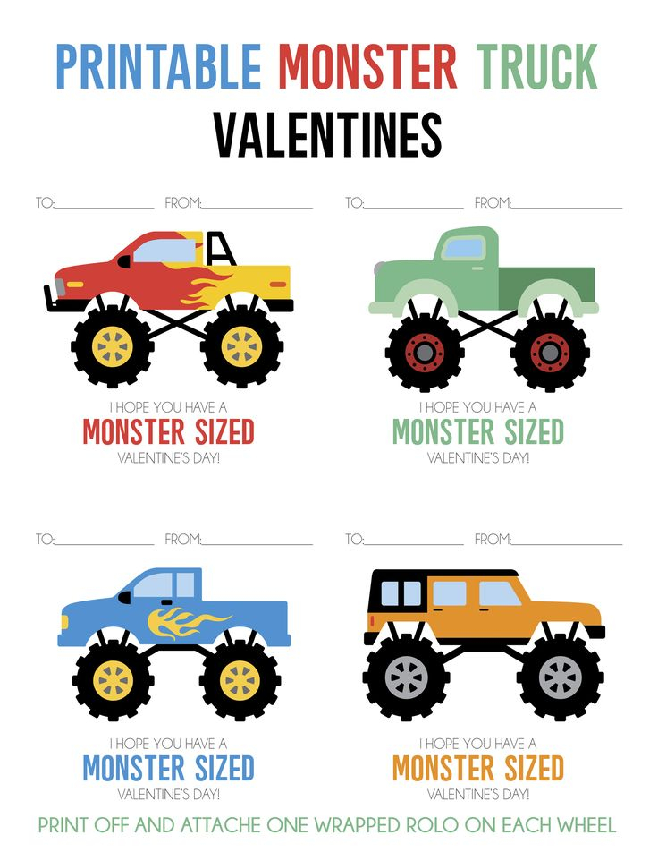 Monster Truck Valentine Printable