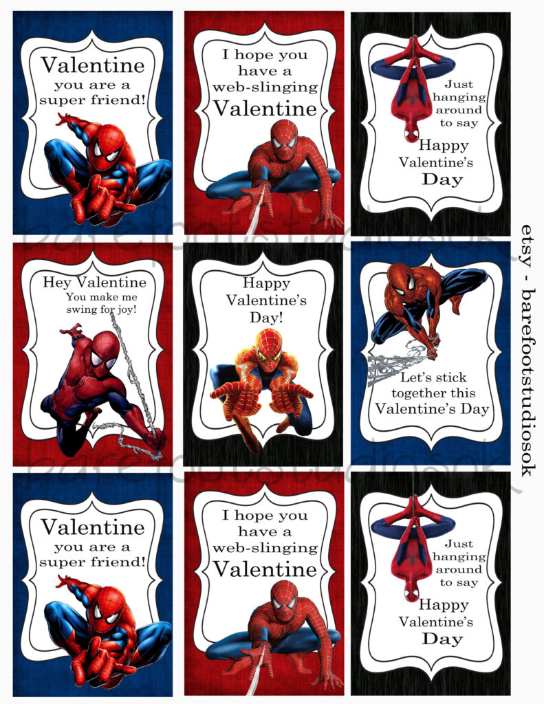 Free Printable Spiderman Valentine's Day Cards