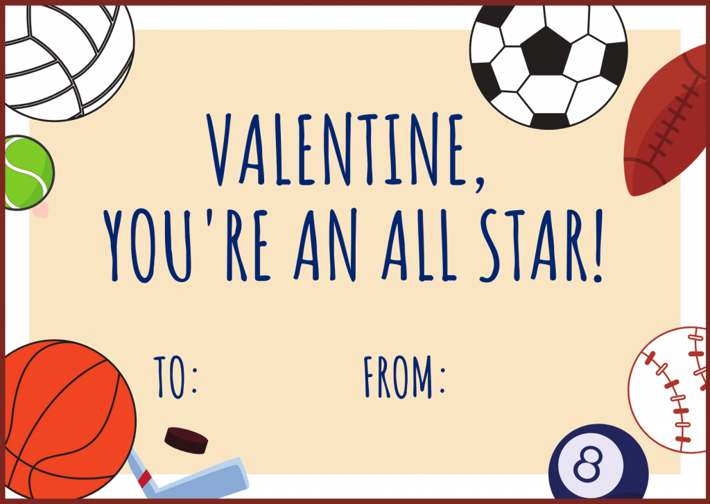 Free Printable Sports Valentines Day Cards