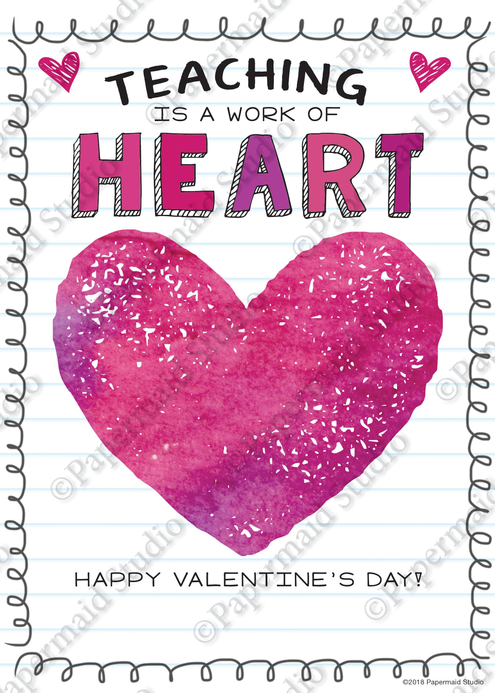 Teacher Printable Valentine Cards