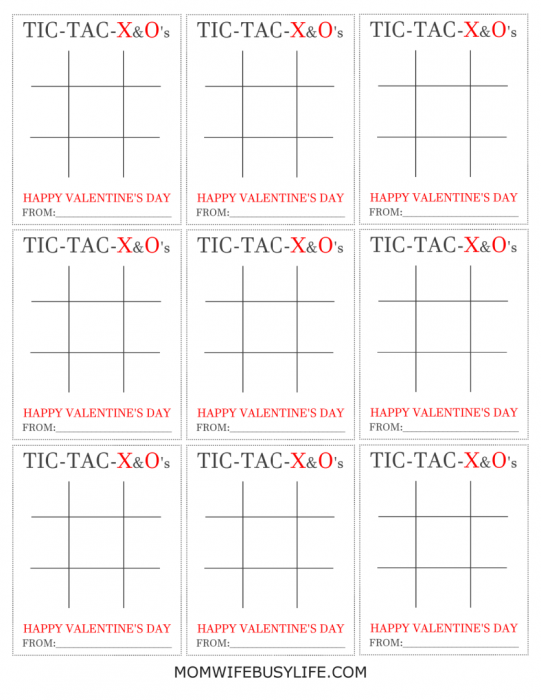 Printable Valentine Tic Tac Toe