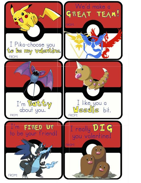 Free Printable Pokemon Valentine Cards