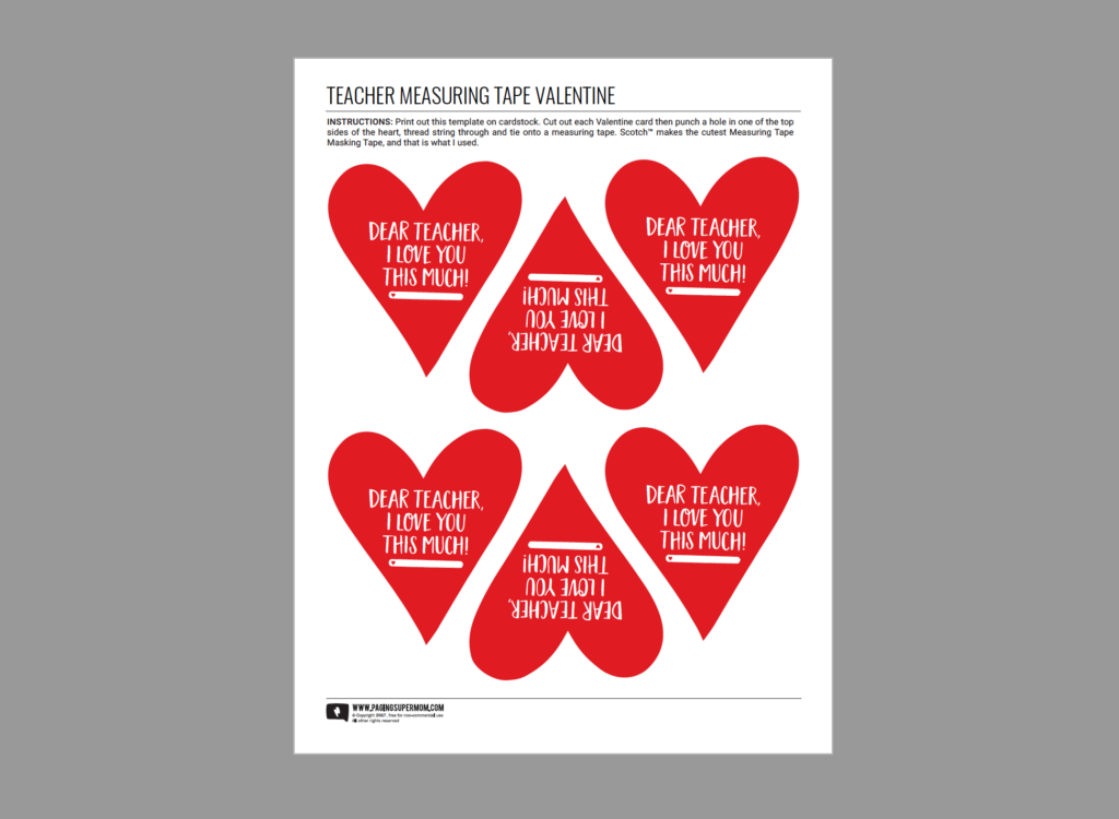 Valentines Card For Teacher Printable