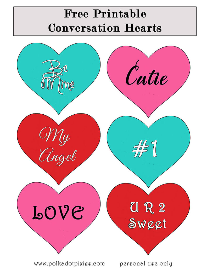 Valentine Conversation Hearts Printable