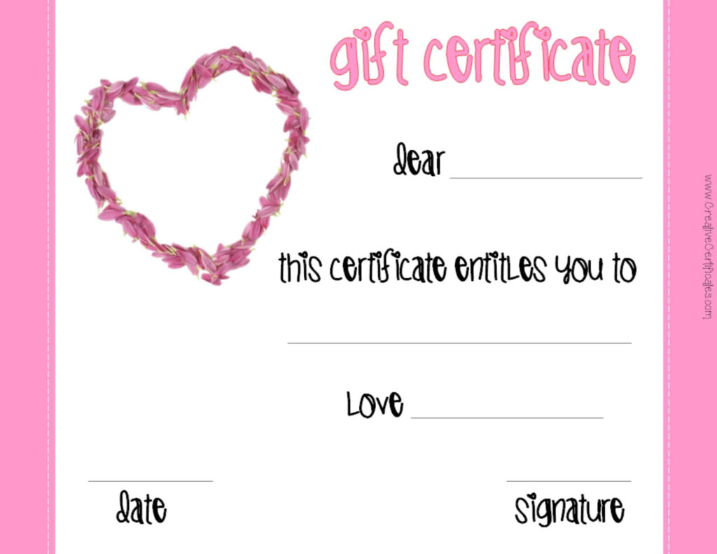 Printable Valentine Gift Certificate Template Free