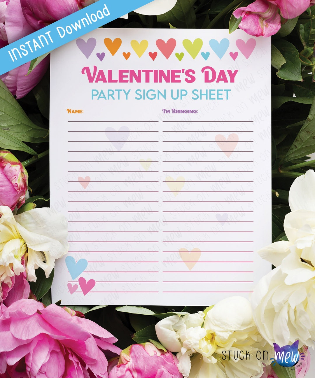 Valentines Party Sign Up Sheet Printable