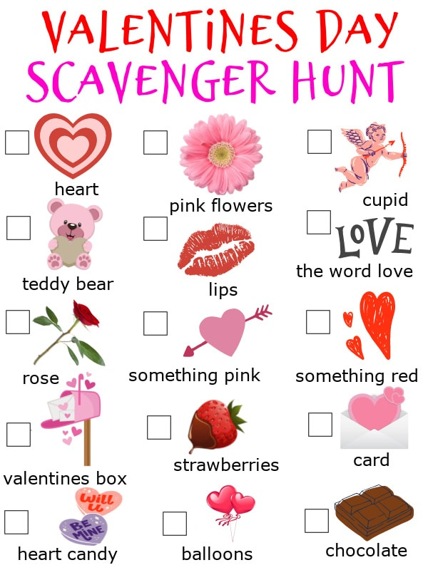 Free Printable Valentine's Scavenger Hunt