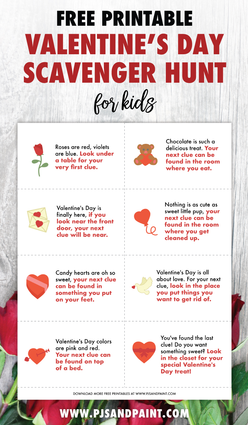 Valentine Scavenger Hunt Free Printable