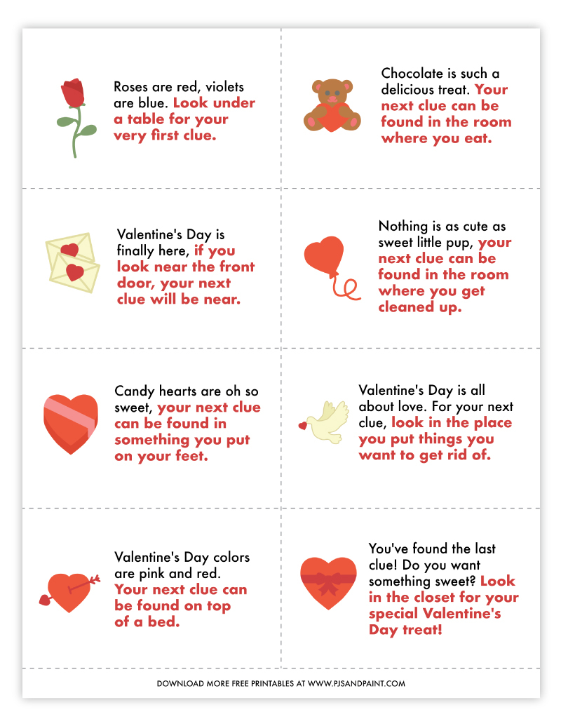 Free Printable Valentine's Scavenger Hunt