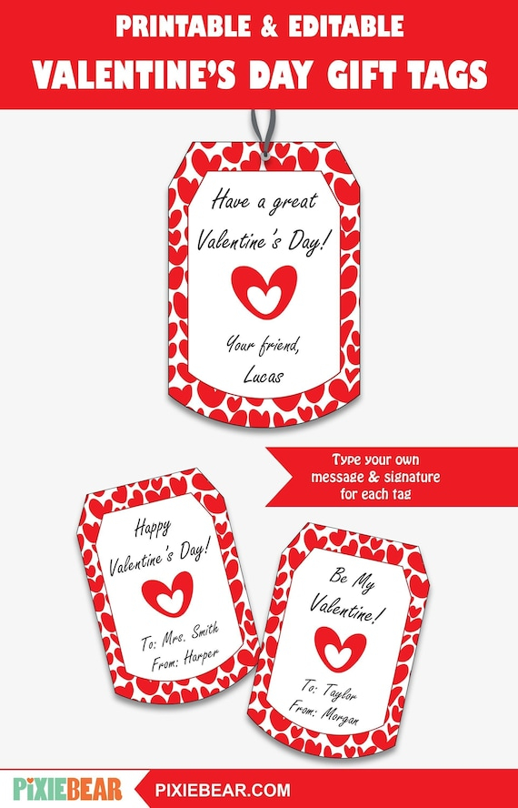 Printable Valentine Tags For Students