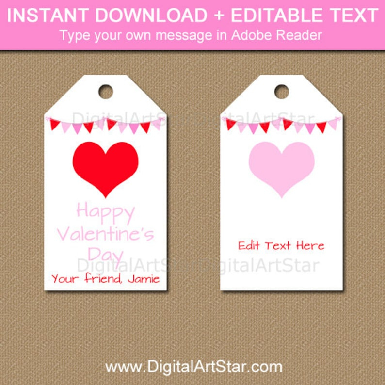 Printable Valentine Tags For Students