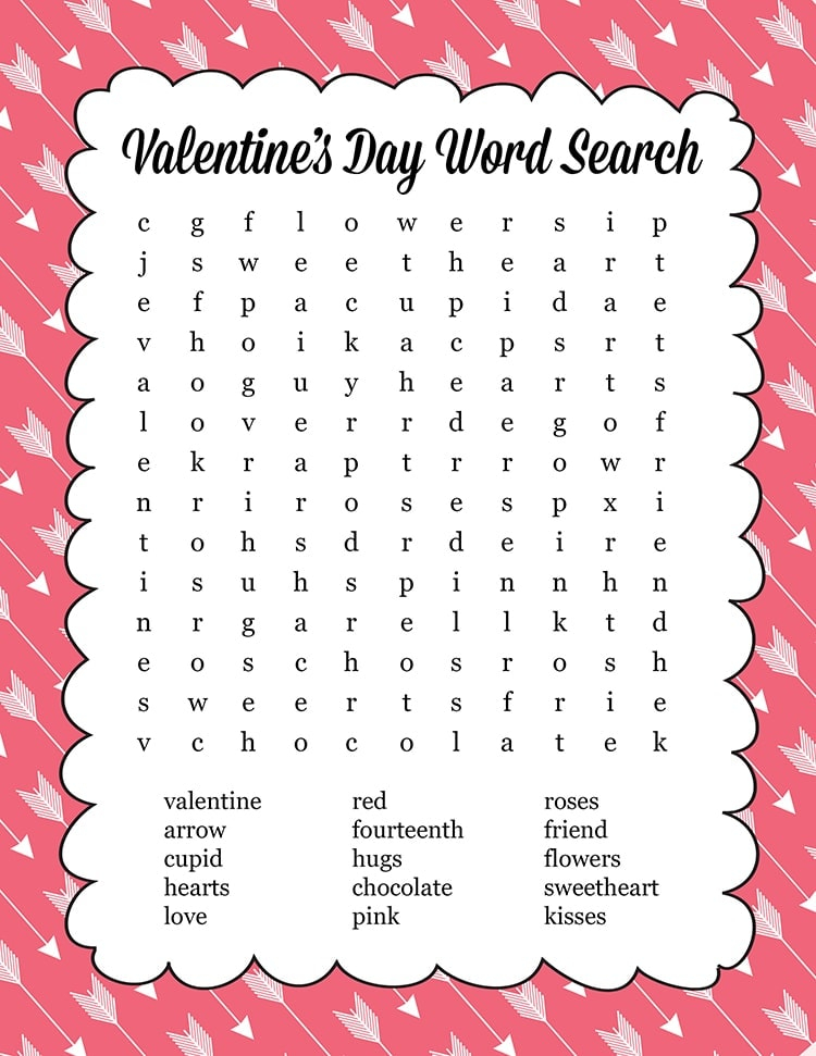 Valentine Word Search Printables