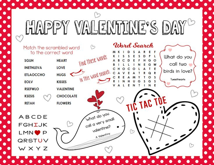 Free Printable Valentine Activity Sheets