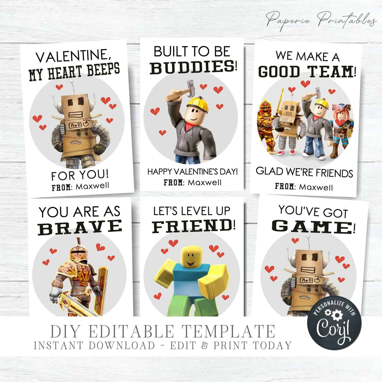 Printable Roblox Valentines Cards