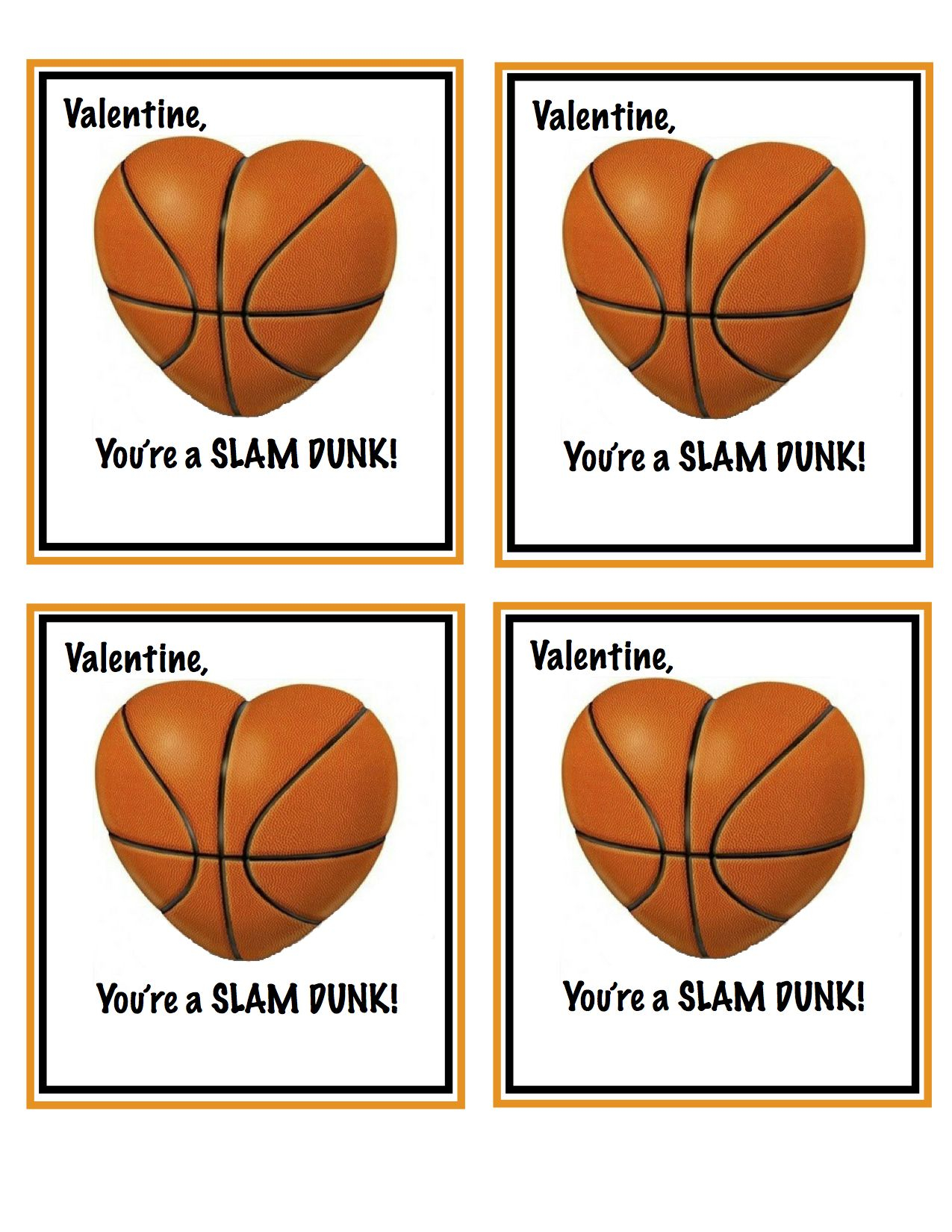Basketball Valentine Cards Free Printable