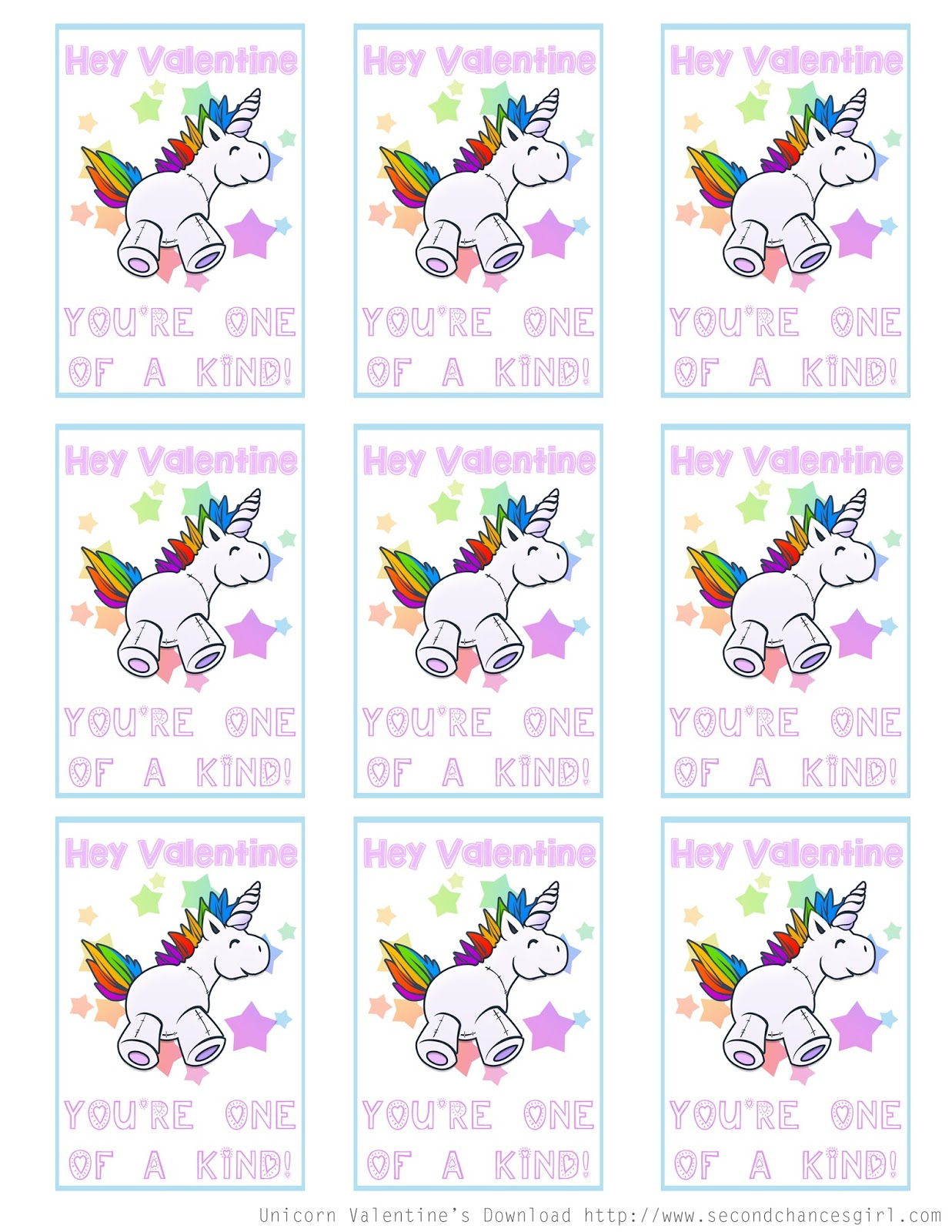 Free Printable Unicorn Valentine