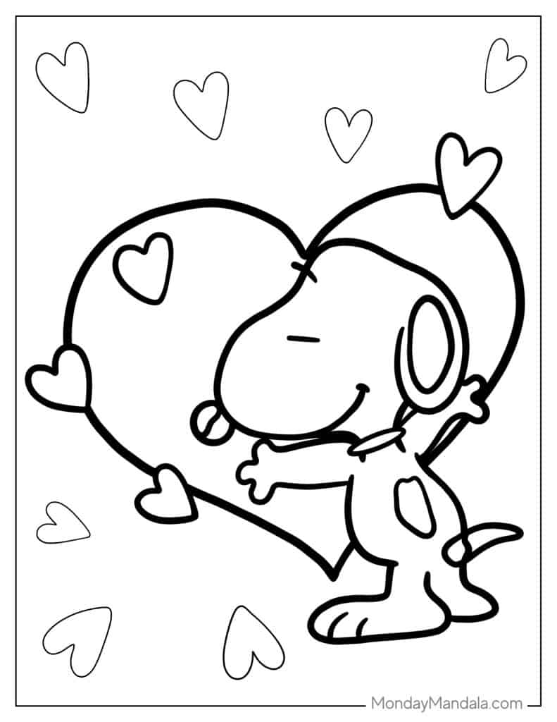 Free Printable Snoopy Valentine Coloring Pages