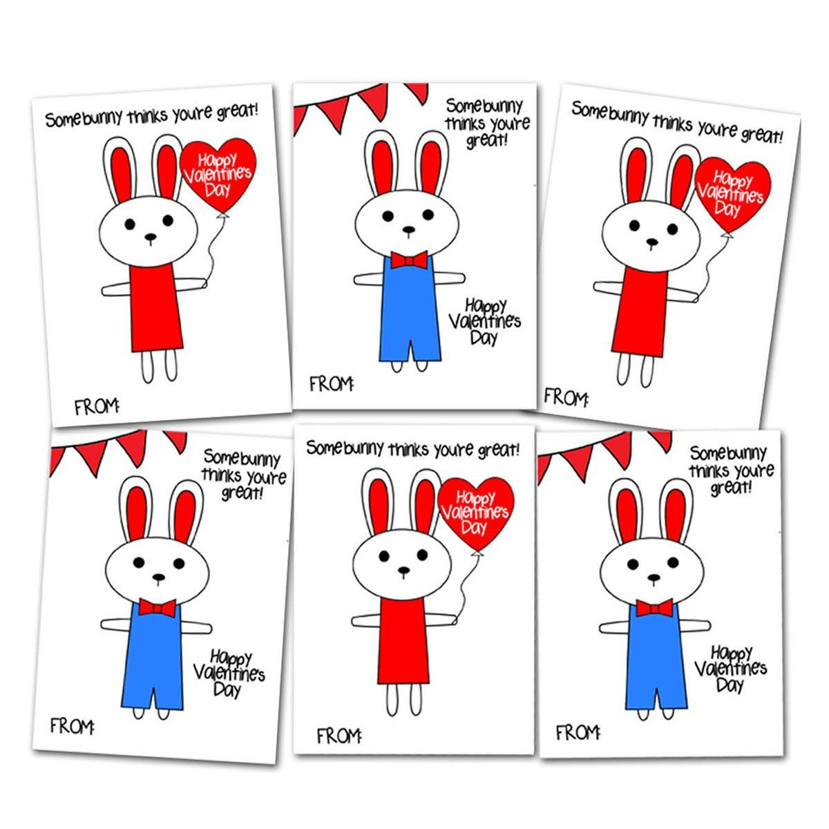 Bunny Valentine Cards Printable