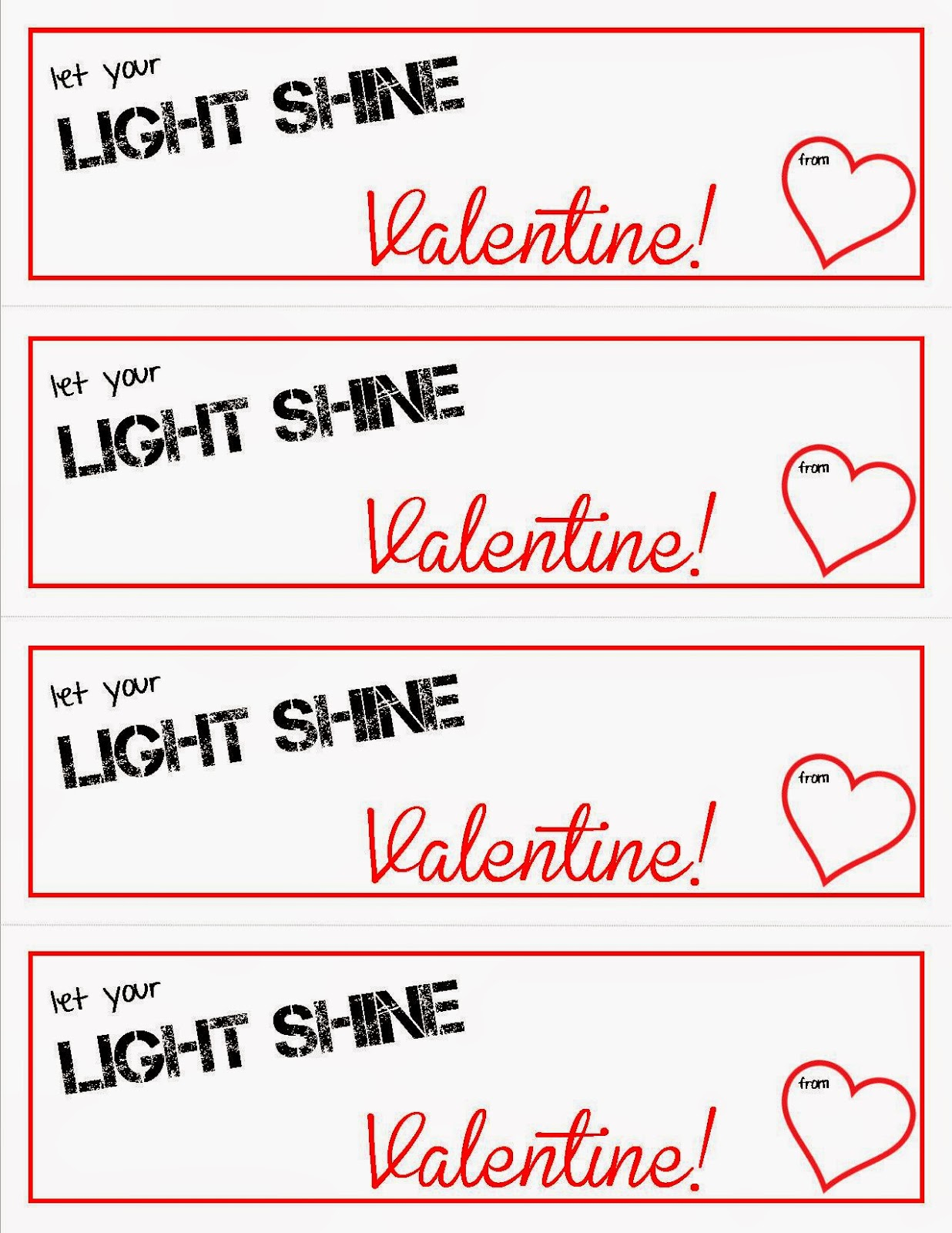 Glow Stick Valentines Free Printable