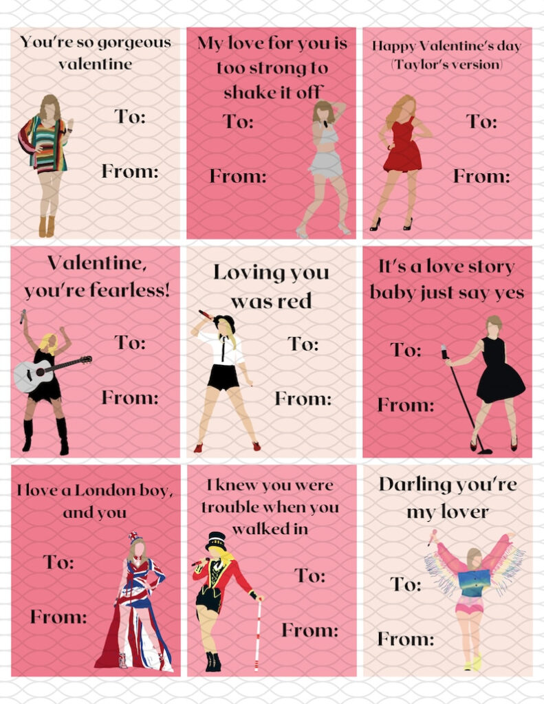 Printable Taylor Swift Valentines Cards