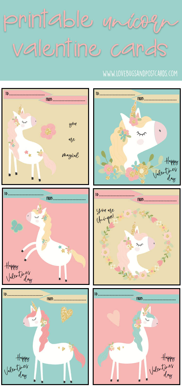 Free Printable Unicorn Valentines