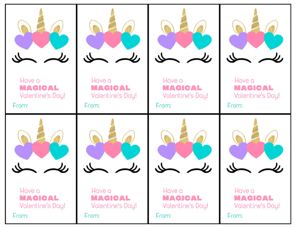 Free Printable Unicorn Valentines