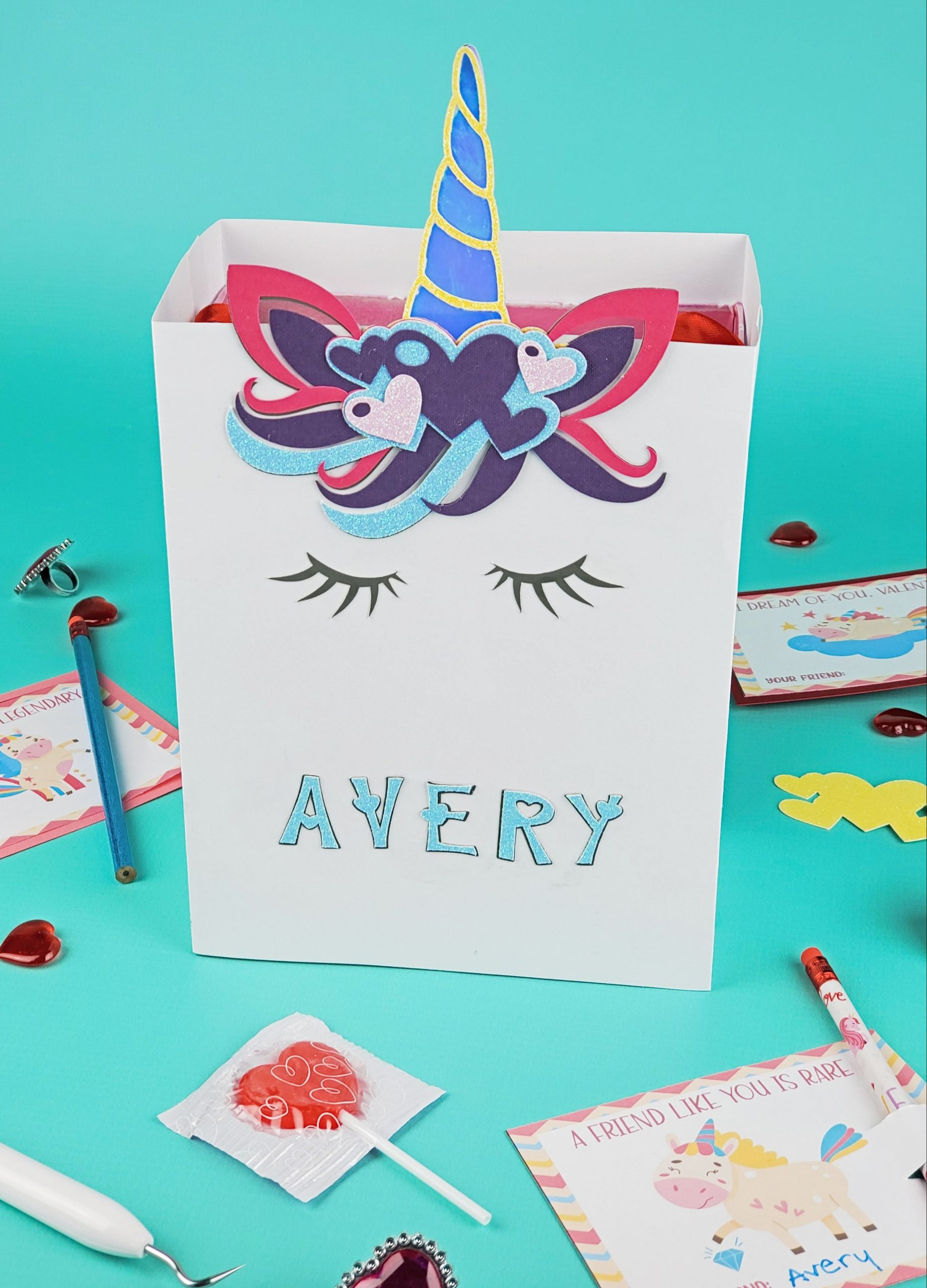 Unicorn Valentine Box Printable
