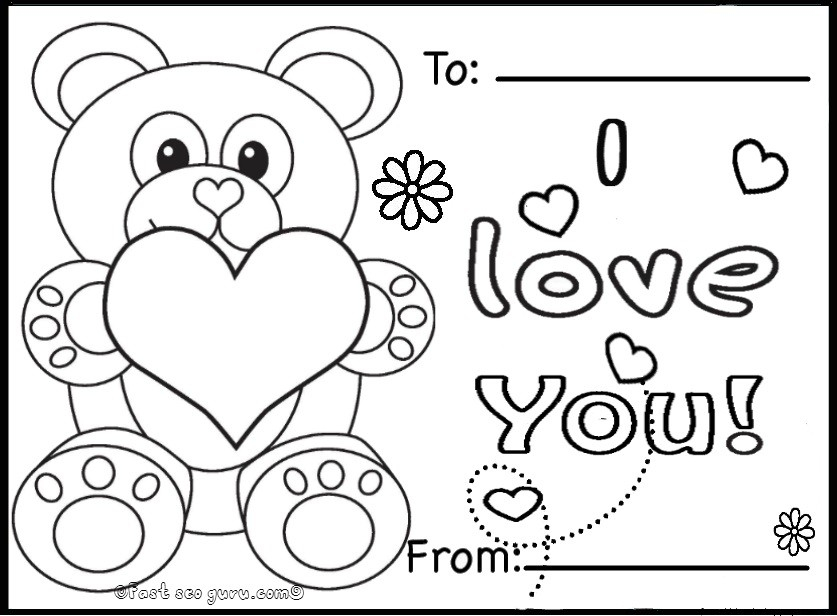 Printable Valentines Coloring Cards