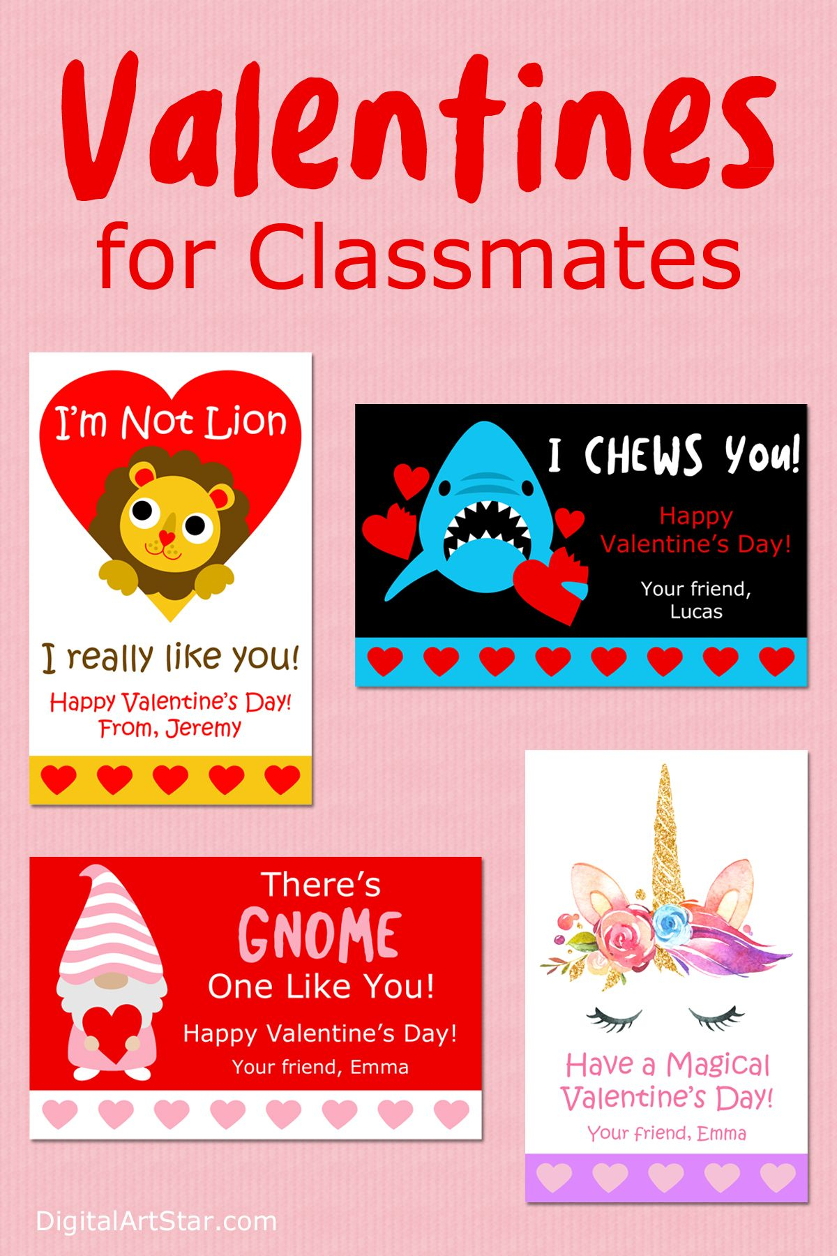 Printable Valentine's Day Cards For Classmates