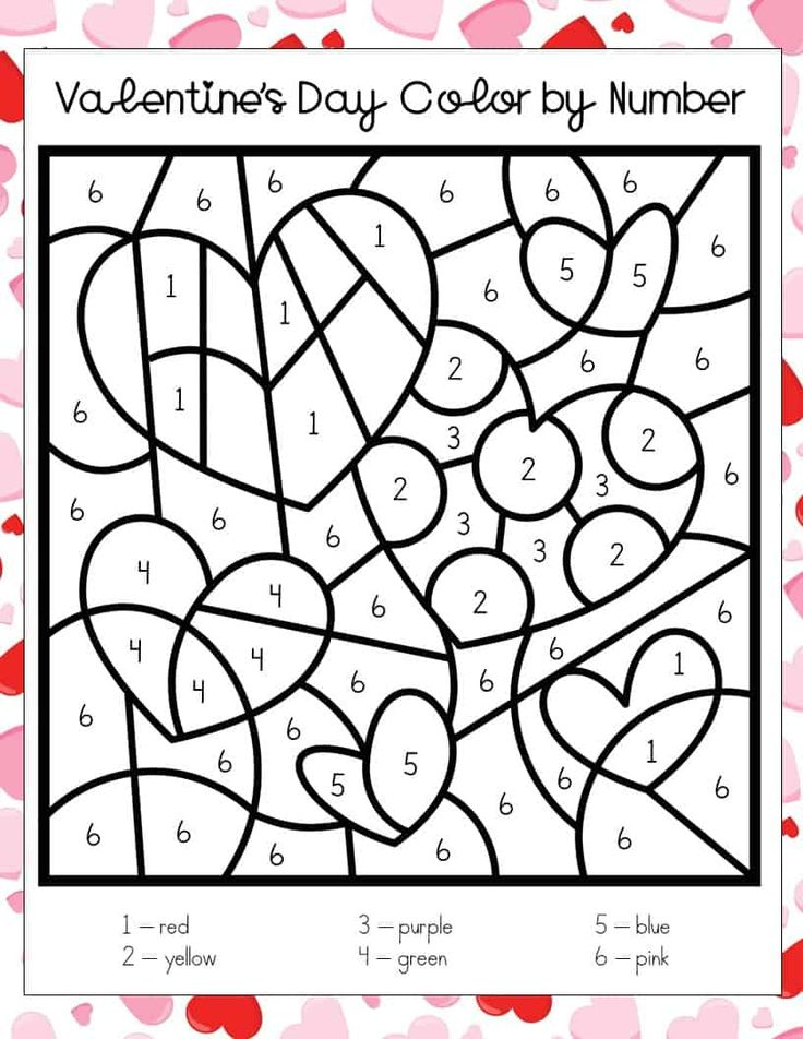 Color By Number Valentine's Day Printable