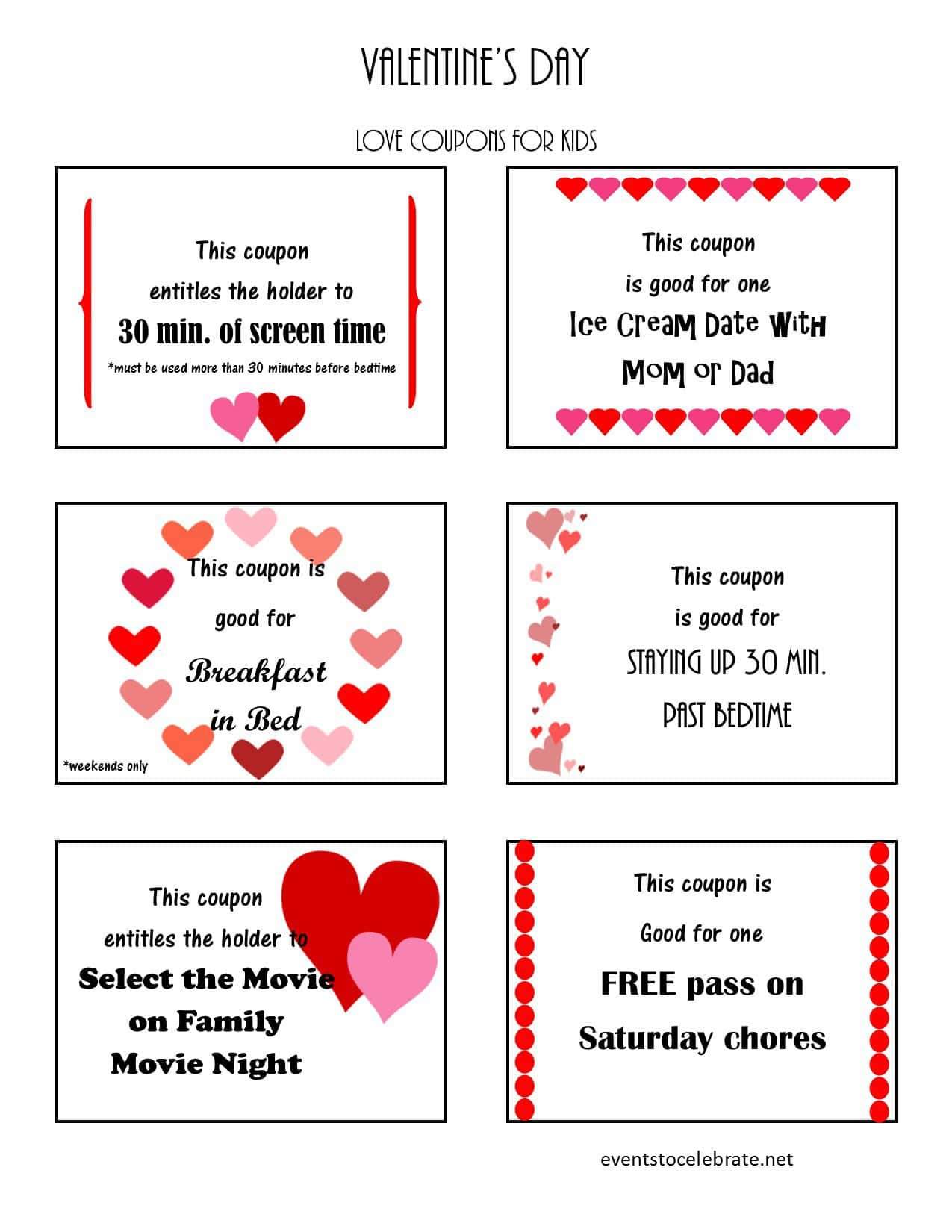 Printable Valentine Coupons For Him