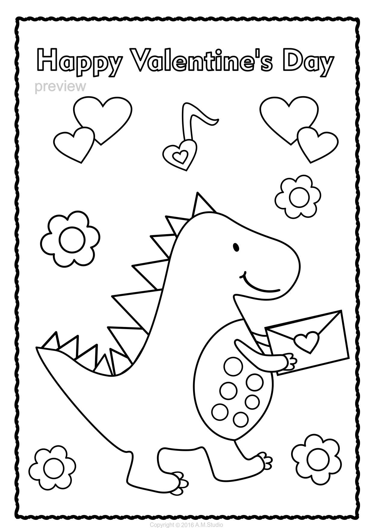 Valentines To Color Printable