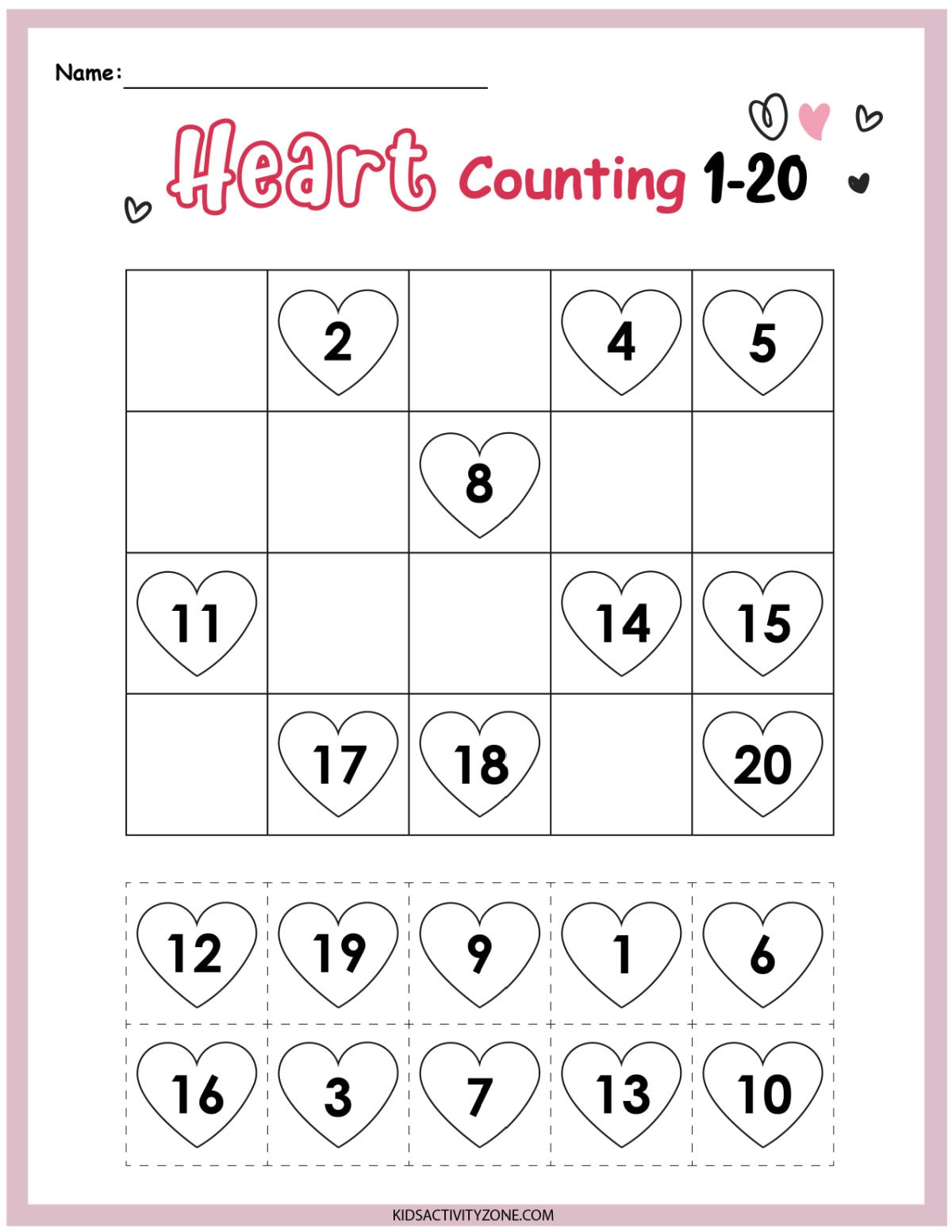 Valentine Math Kindergarten Printables