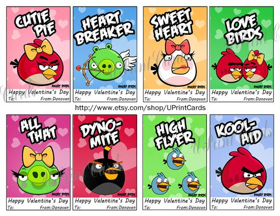 Angry Bird Valentine Cards Printable