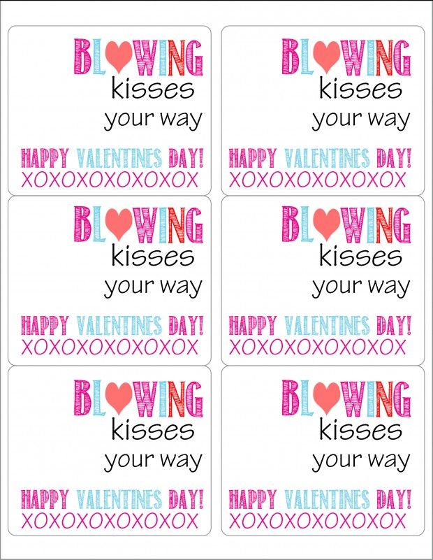 Blowing Kisses Your Way Valentine Printable