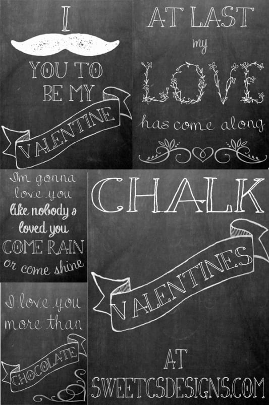Chalk Board Valentine Printables