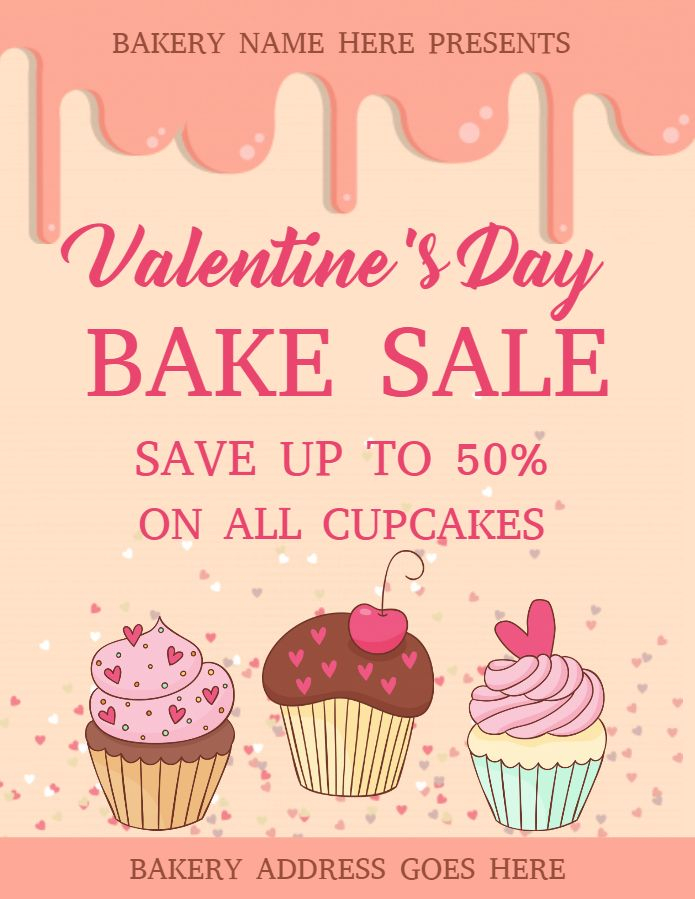 Free Printable Valentines Day Bake Sale Flyer