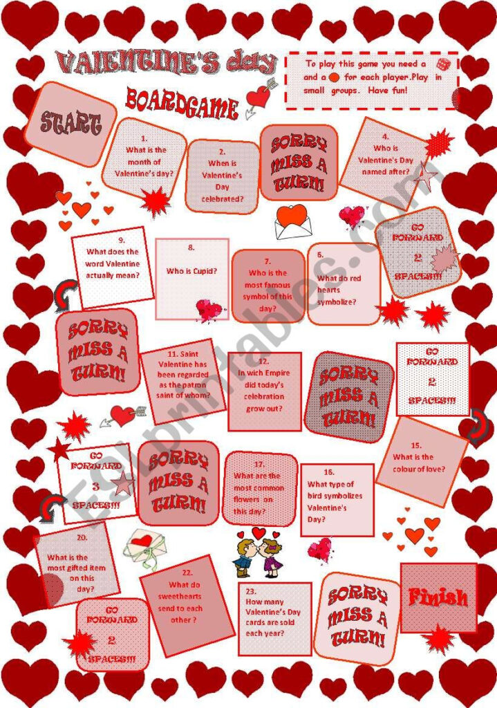 Valentine's Day Board Game Printable