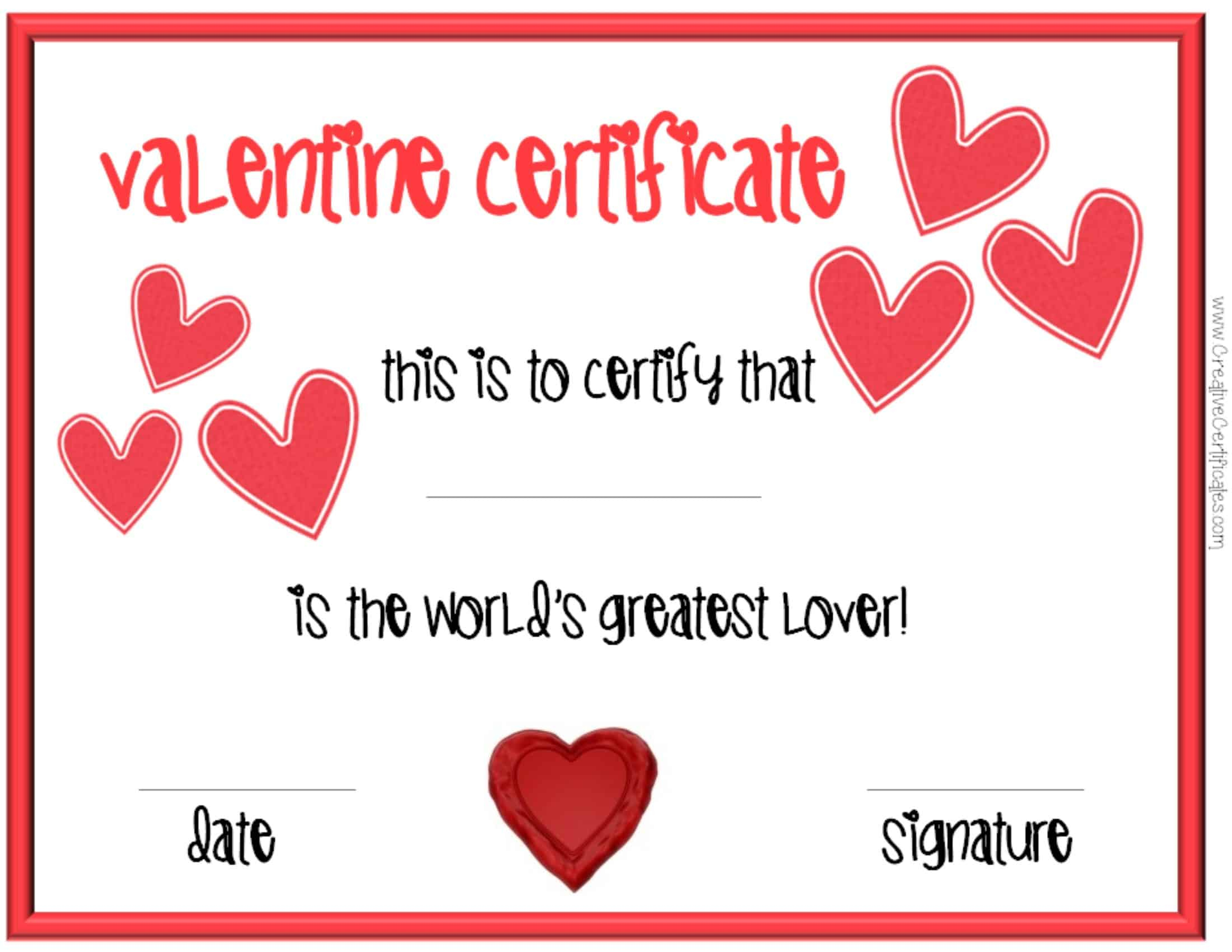 Printable Valentine Gift Certificate Template Free