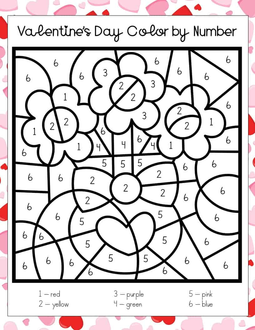 Color By Number Printable Valentine