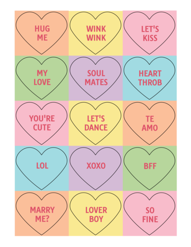 Printable Valentine Candy Hearts