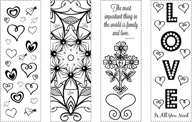 Printable Valentines Bookmarks To Color