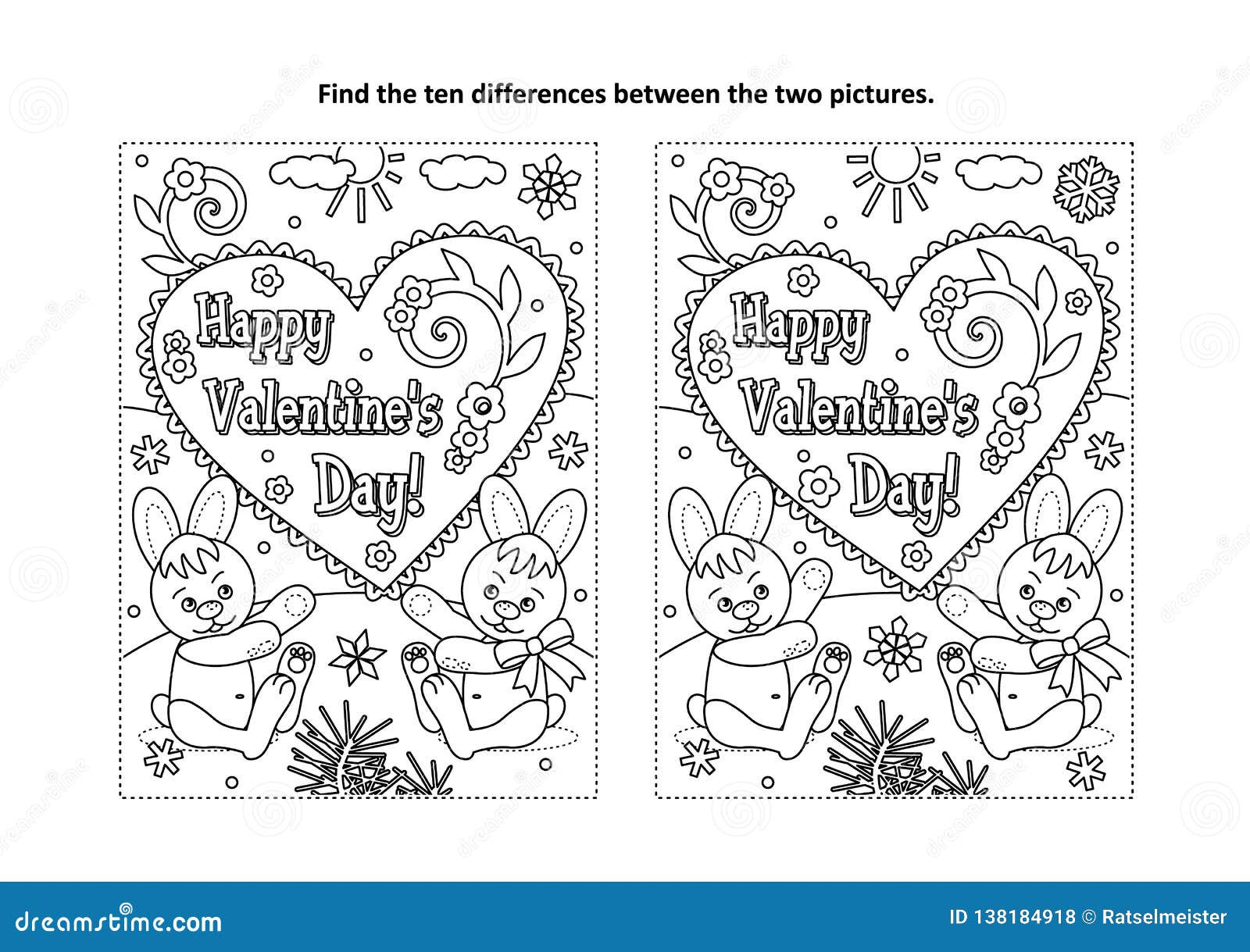 Valentine Spot The Difference Printable