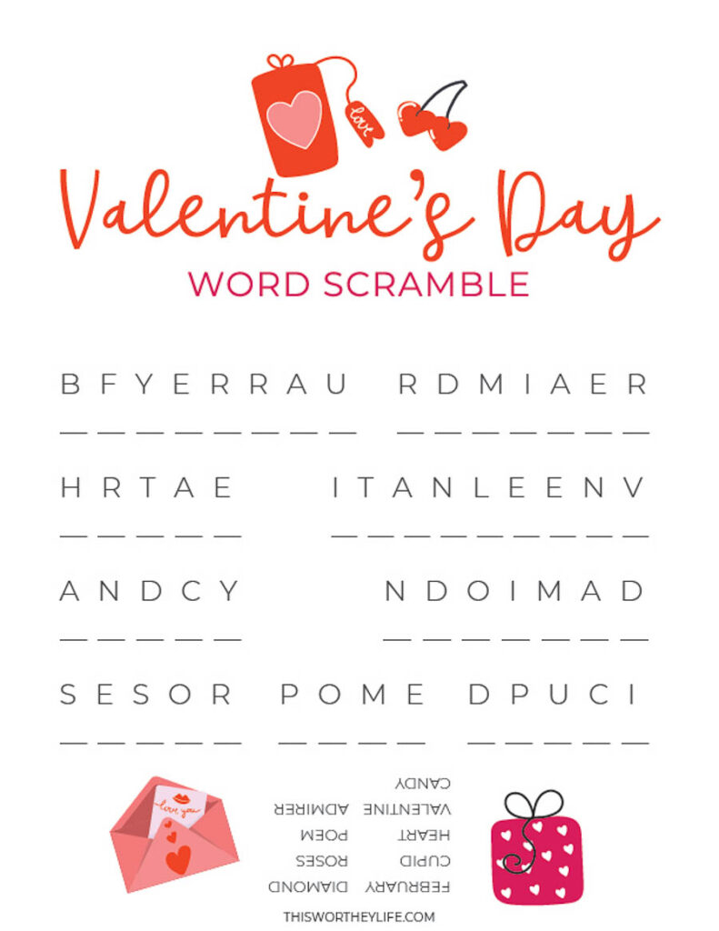 Valentine's Day Printable Games